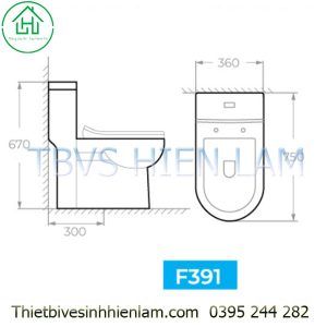 Kích Thước Bồn Cầu f391 fukyoo hoài đức