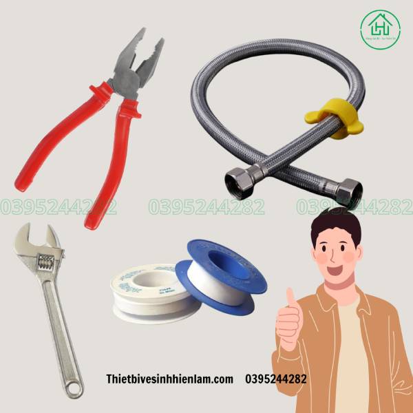 Vật Liệu Chuẩn Bị cách thay dây cấp nước vòi bếp