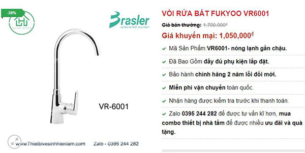 Vòi Rửa Bát Vr6001 Fukyoo