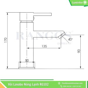 Kích Thước Vòi Chậu Lavabo Rangos Rg102