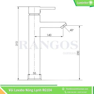 Kích Thước Vòi Chậu Lavabo Rangos Rg104