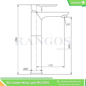 Kích Thước Vòi Chậu Lavabo Rangos Rg336v2